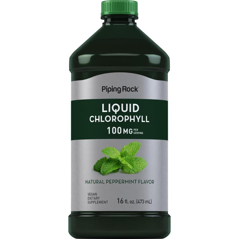 Piping Rock Liquid Chlorophyll (Natural Peppermint), 100 Mg (Per Serving), 16 Fl Oz (473 Ml) Bottle Healthcare Vitamin Bathroom Dietary