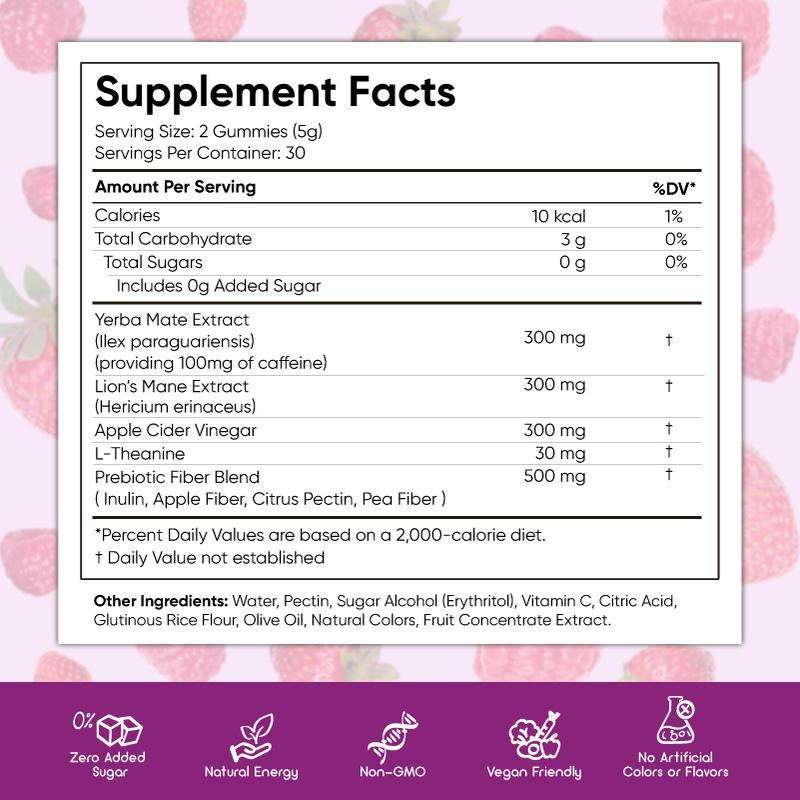 Berry Gummies para la concentración intestinal y la energía Con Antioxidante vegano-Rico en Cortisol-Hecho en USA - Suplemento