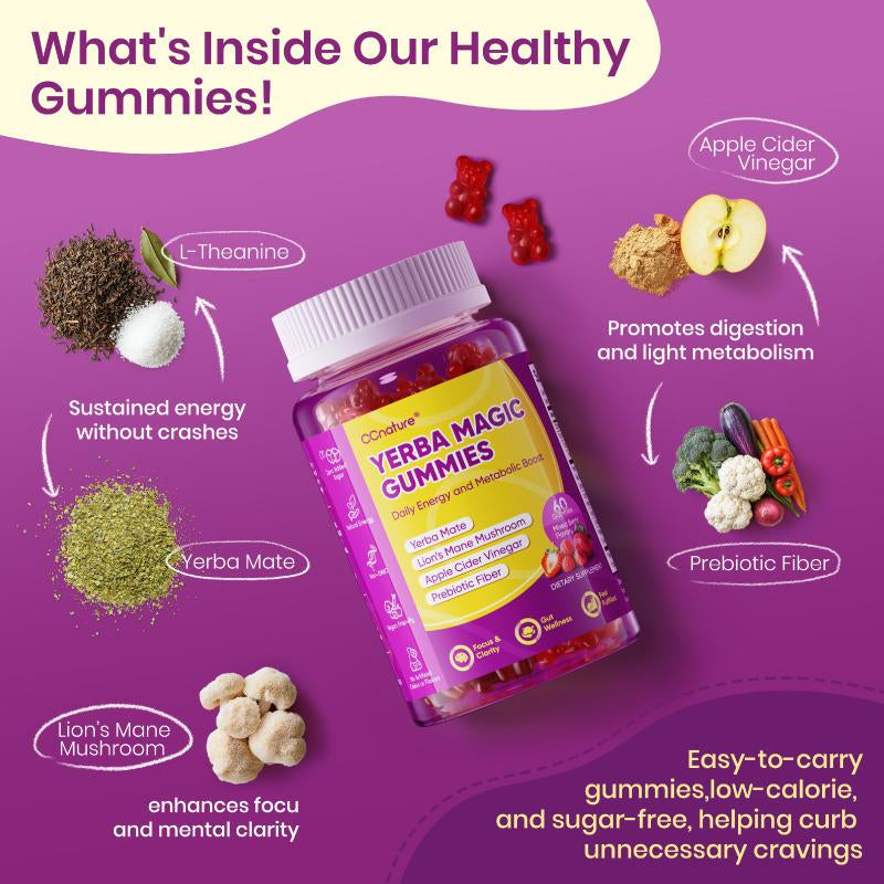 Berry Gummies para la concentración intestinal y la energía Con Antioxidante vegano-Rico en Cortisol-Hecho en USA - Suplemento