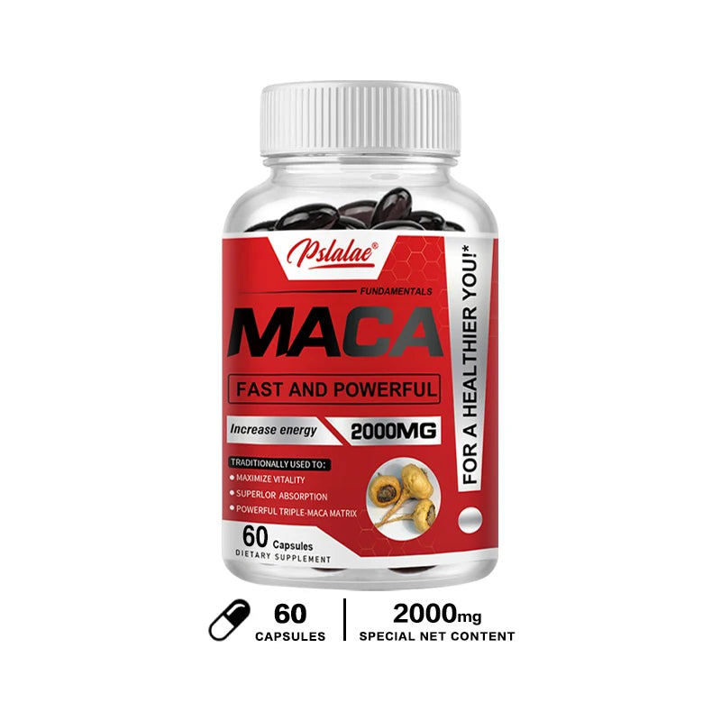 Maca Root Capsules for Men and Women to Maximize Vitality and Performance Made with Black Maca, Red Maca and Yellow Maca Powders