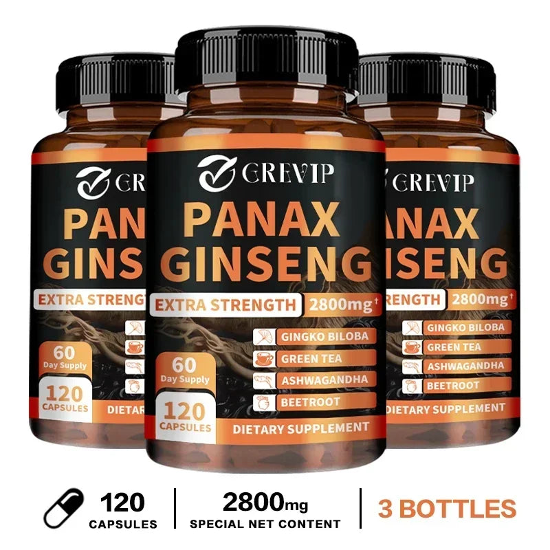 Cápsulas de Panax Ginseng: ayuda a la energía, el rendimiento, el alivio del estrés y apoya la salud física y mental