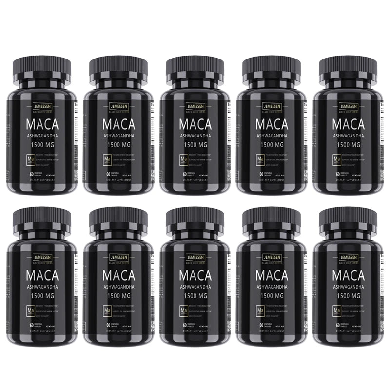 JEMEESEN - Cápsulas de extracto de raíz de maca Ashwagandha - 500 mg Ashwagandha 1000 mg Raíz de maca - Suplemento para hombres y mujeres para aliviar el estrés