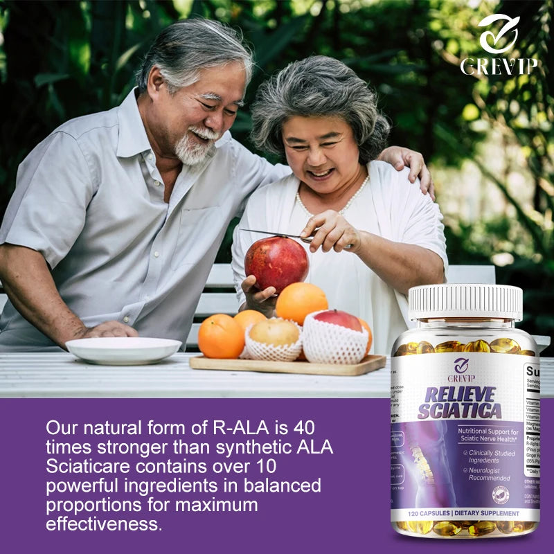 Cápsulas para el alivio del nervio ciático - Vitamina de ácido alfa lipoico - Alivia la ciática y favorece la salud del sistema nervioso y las articulaciones