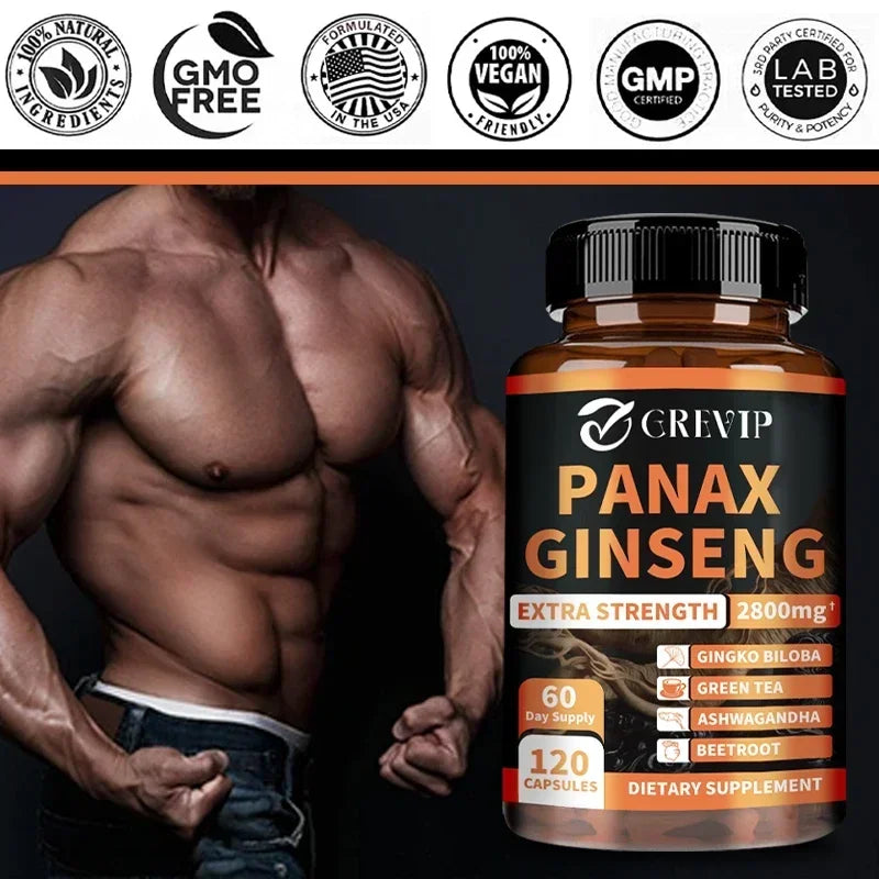Cápsulas de Panax Ginseng: ayuda a la energía, el rendimiento, el alivio del estrés y apoya la salud física y mental