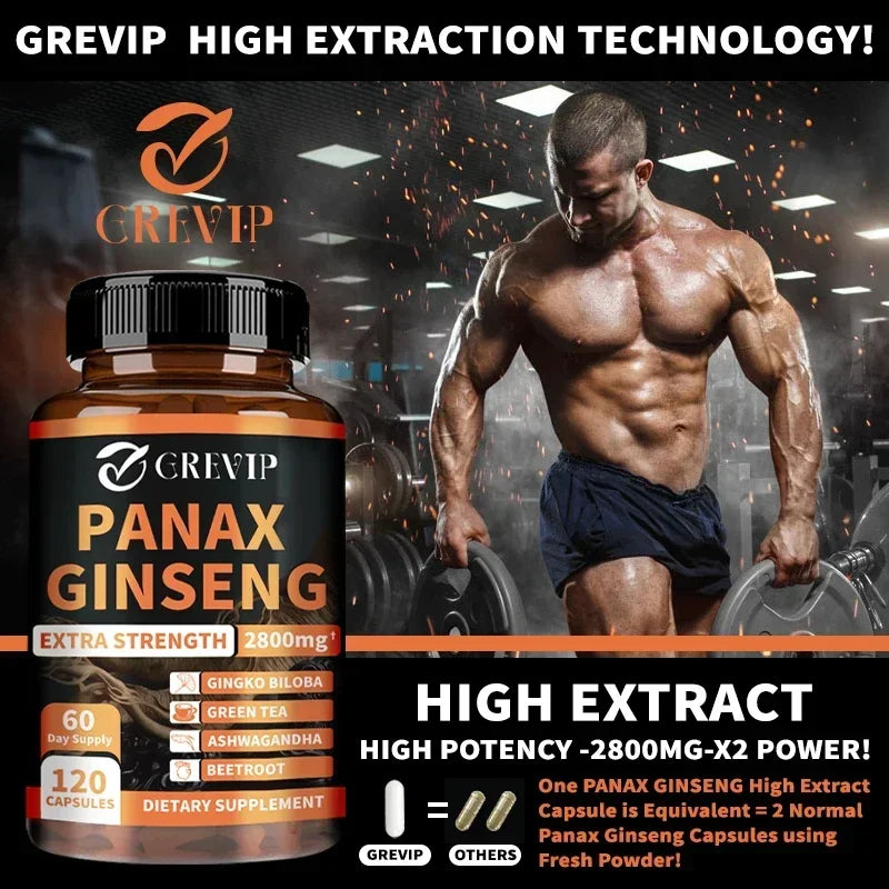 Cápsulas de Panax Ginseng: ayuda a la energía, el rendimiento, el alivio del estrés y apoya la salud física y mental