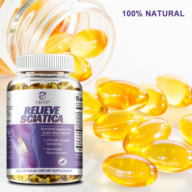 Cápsulas para el alivio del nervio ciático - Vitamina de ácido alfa lipoico - Alivia la ciática y favorece la salud del sistema nervioso y las articulaciones