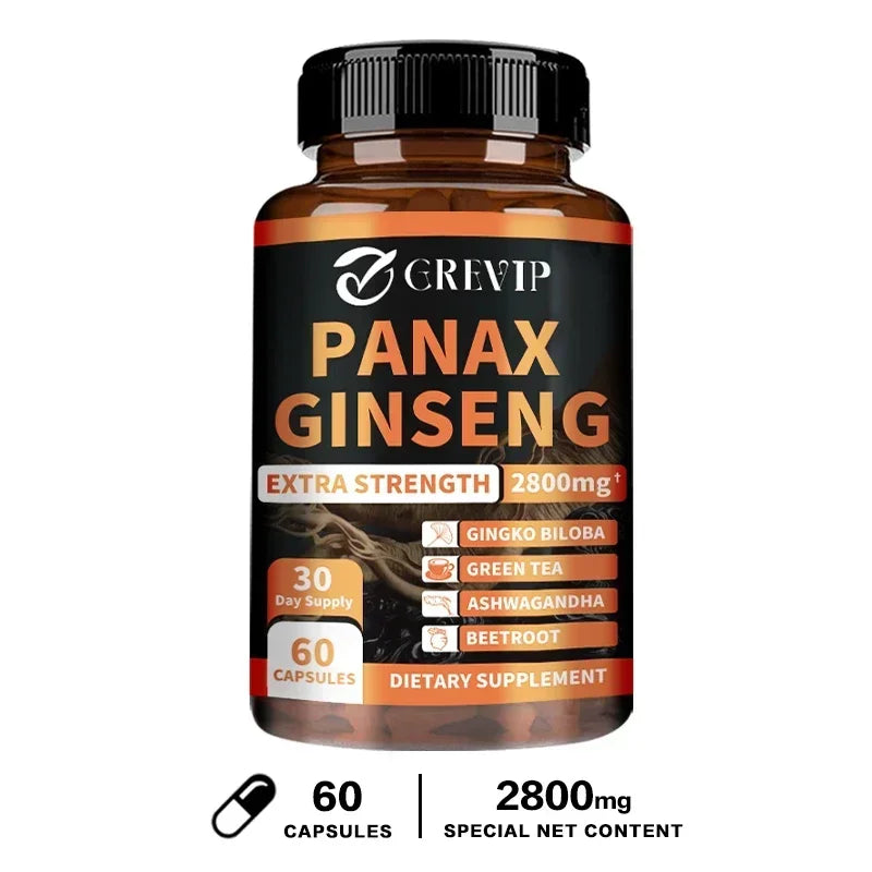 Cápsulas de Panax Ginseng: ayuda a la energía, el rendimiento, el alivio del estrés y apoya la salud física y mental