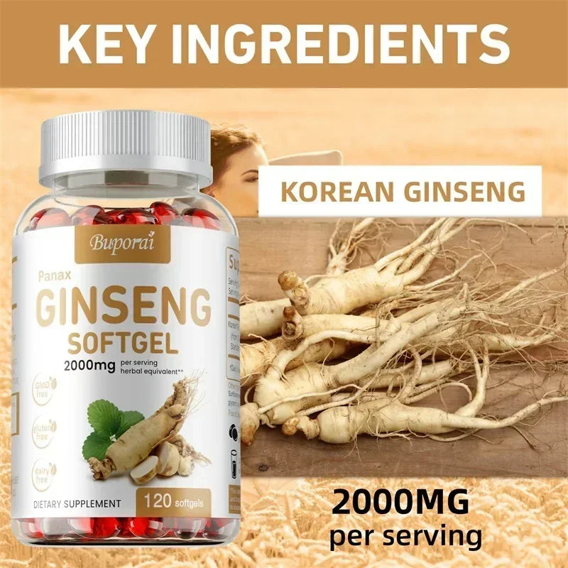 Cápsulas de ginseng Panax rojo: para inmunidad, energía, fatiga y alivio del estrés y enfoque mental
