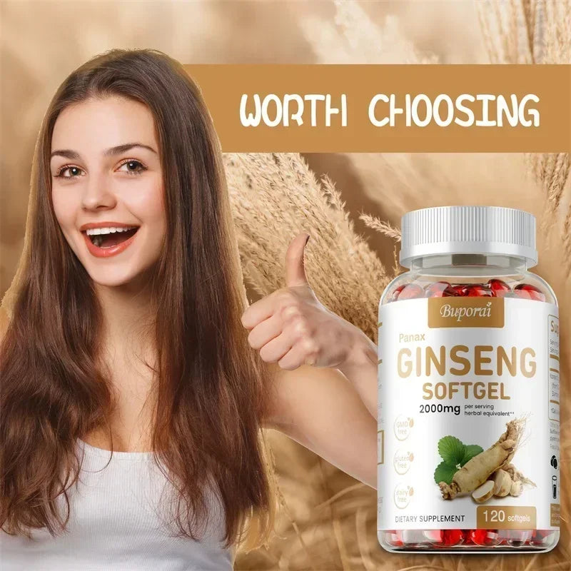 Cápsulas de ginseng Panax rojo: para inmunidad, energía, fatiga y alivio del estrés y enfoque mental