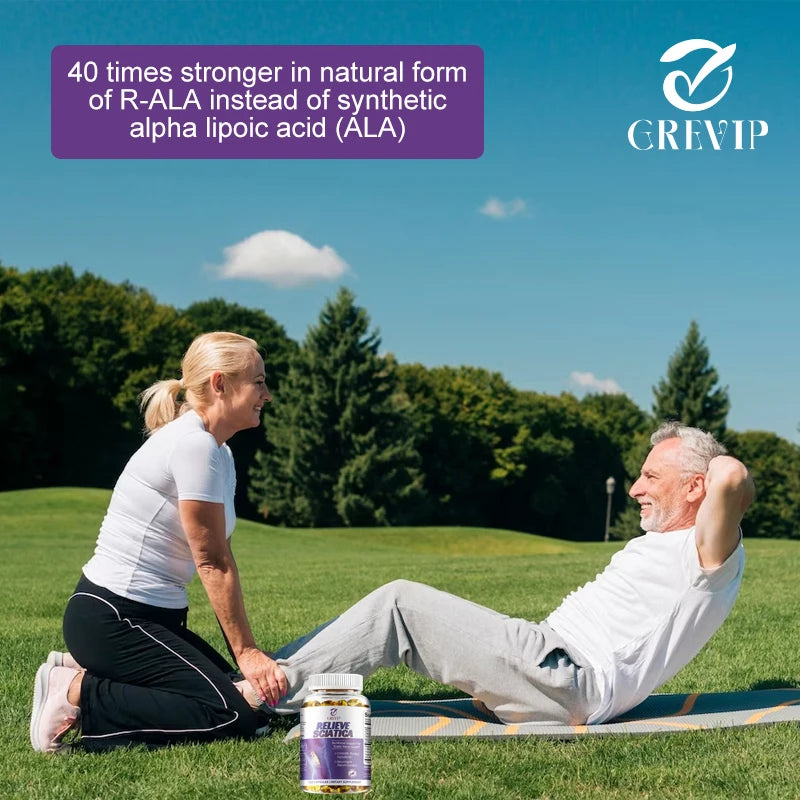 Cápsulas para el alivio del nervio ciático - Vitamina de ácido alfa lipoico - Alivia la ciática y favorece la salud del sistema nervioso y las articulaciones