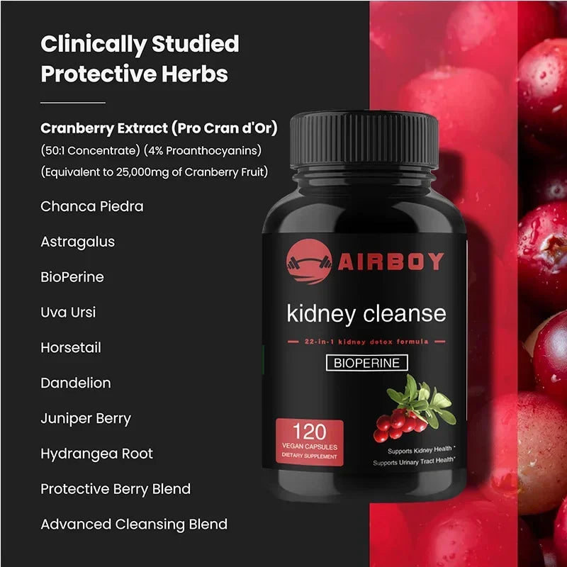 Kidney Cleanse Capsules - with Cranberry, Astragalus - Kidney Cleansing, Urinary Tract and Bladder Health Support, Antioxidant