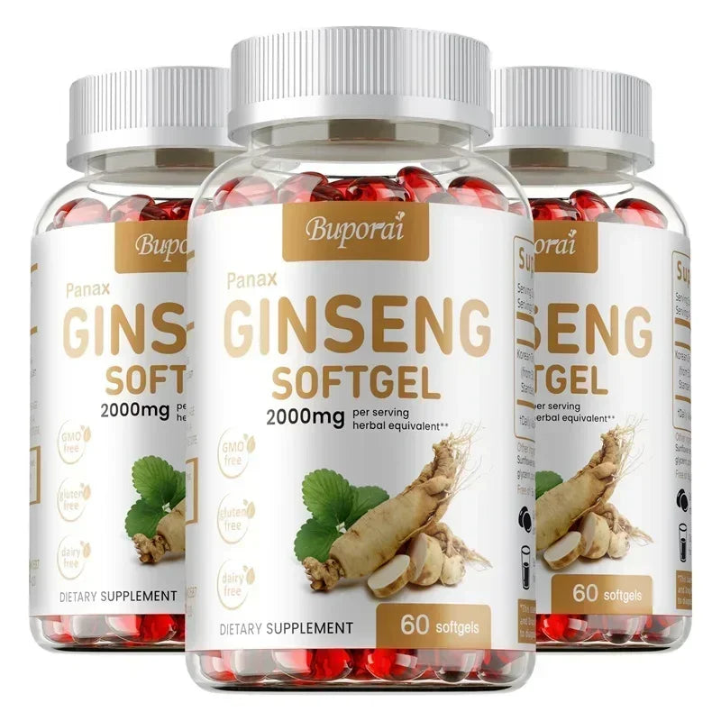 Cápsulas de ginseng Panax rojo: para inmunidad, energía, fatiga y alivio del estrés y enfoque mental