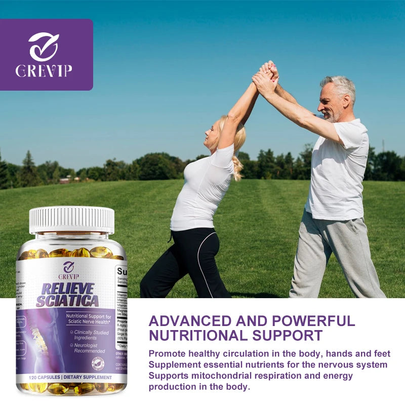Cápsulas para el alivio del nervio ciático - Vitamina de ácido alfa lipoico - Alivia la ciática y favorece la salud del sistema nervioso y las articulaciones