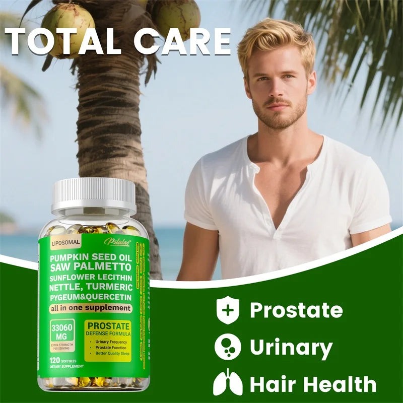 Apoyo prostático para hombres adultos: reduce las visitas al baño, mejora el sueño, controla la vejiga, alivia la caída del cabello y promueve su crecimiento.