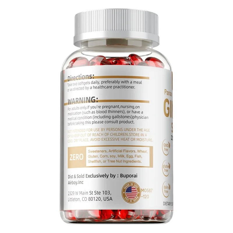Cápsulas de ginseng Panax rojo: para inmunidad, energía, fatiga y alivio del estrés y enfoque mental