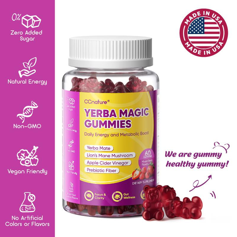 Berry Gummies para la concentración intestinal y la energía Con Antioxidante vegano-Rico en Cortisol-Hecho en USA - Suplemento