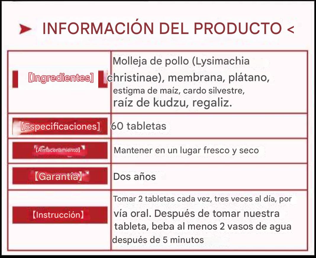 Botella de pastillas Jinnei Chicken para la purificación de la función renal y el apoyo a la salud del tracto urinario.
