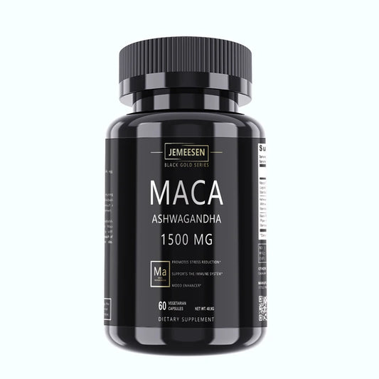 JEMEESEN - Cápsulas de extracto de raíz de maca Ashwagandha - 500 mg Ashwagandha 1000 mg Raíz de maca - Suplemento para hombres y mujeres para aliviar el estrés