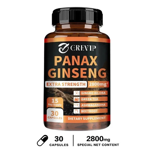 Cápsulas de Panax Ginseng: ayuda a la energía, el rendimiento, el alivio del estrés y apoya la salud física y mental