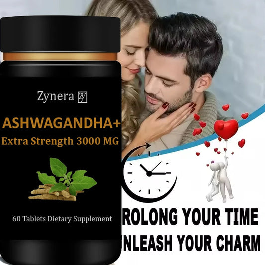 Extracto de Ashwagandha 3000 mg (60 comprimidos): mejora la resistencia, la energía, la fuerza y el rendimiento masculinos. Acción rápida para el aumento de la masa muscular y la salud masculina.