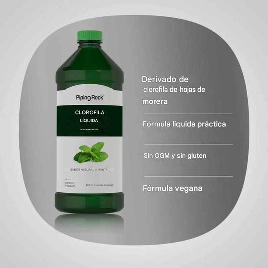 Piping Rock Liquid Chlorophyll (Natural Peppermint), 100 Mg (Per Serving), 16 Fl Oz (473 Ml) Bottle Healthcare Vitamin Bathroom Dietary