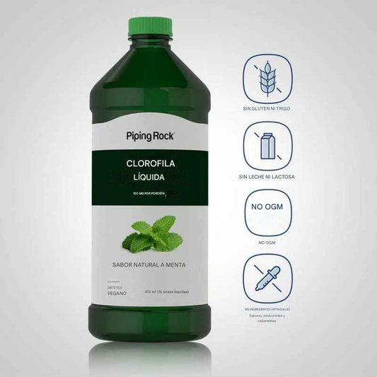 Piping Rock Liquid Chlorophyll (Natural Peppermint), 100 Mg (Per Serving), 16 Fl Oz (473 Ml) Bottle Healthcare Vitamin Bathroom Dietary